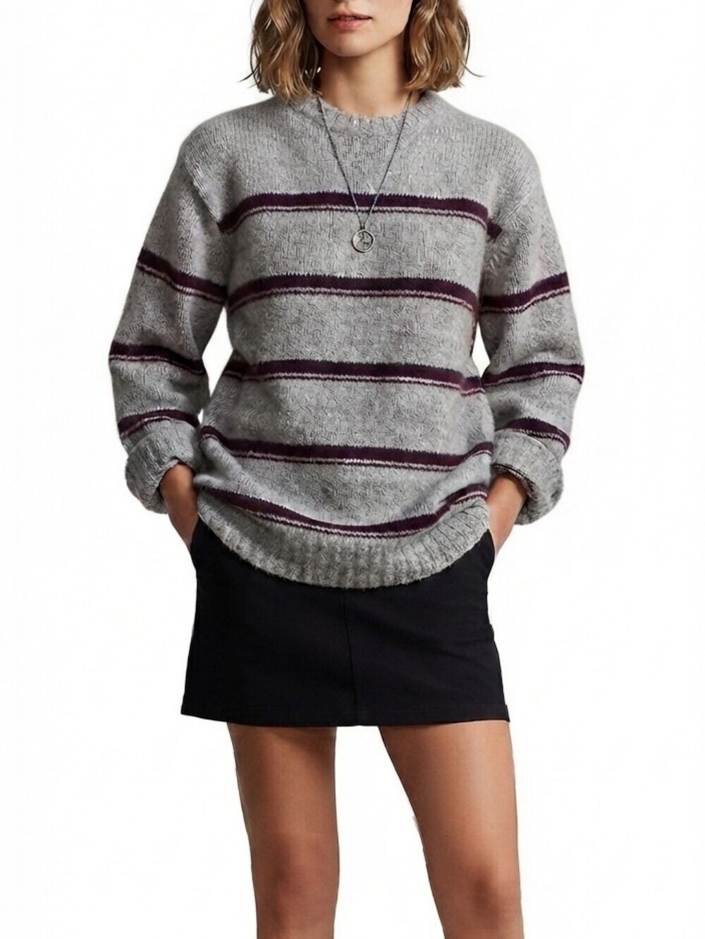 VTG Puritan Men’s Gray Wool Blend Striped Crewneck Sweater XL Gorpcore